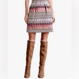 Anthropologie Pink and Gray Patterned Mini Skirt